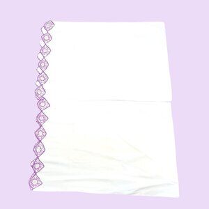 Vintage White Pillowcases With Purple & White Crochet Trim